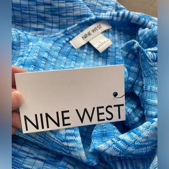 Nine West NWT Women's L Boho Beach Ribbed Knit V Front Back Tank Top Chic - Picture 6 of 10